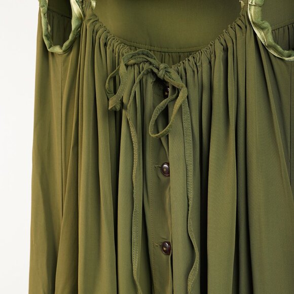 Jean Paul Gaultier Green Crepe Buttoned Sleeveless Keyhole Dress - Picture 5 of 8